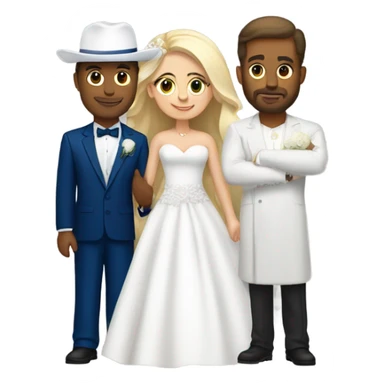 Puerto rican beard short hair with blue hat and navy blue suit getting Married with blond long hair girl with white  wedding dress  sticker