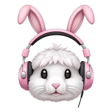 cute rabbit headphones, pink bunny ears on headphones sticker
