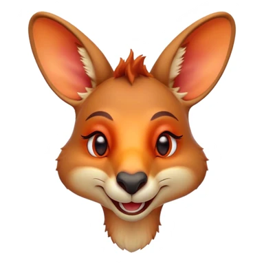 Cinematic Comical Kangaroo Portrait Emoji, Head tilted dramatically with an exaggeratedly amused expression, featuring a striking red-orange fur with a playful glint in its wide, expressive amber eyes, Simplified yet hilariously expressive features, highly detailed, glowing with a slightly sassy glow, high shine, dramatic yet playful, stylized with an air of cheeky outback mischief, bright and endearing, soft glowing outline, capturing the essence of a spirited and over‐the‐top kangaroo, so meme‐worthy it feels like it could bounce its way into internet fame instantly! sticker