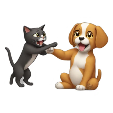 cat fights with dog sticker