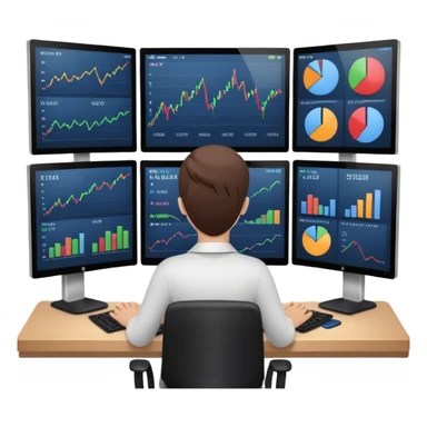 entity that works on trading, with monitors and graphs sticker