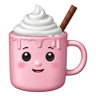 Marshmallow pink hot chocolate no face sticker