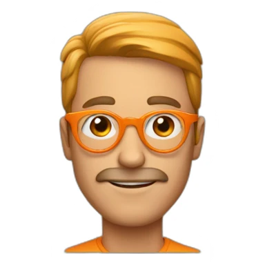 orange ring and man wearing orange circle glasses sticker