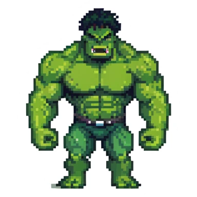 Hulk, green muscular superhero with angry expression sticker