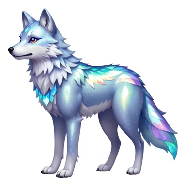 Falvie-Fionbri-creature-sparkle-wolf, full body sticker