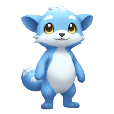 Cute cool white blue animal hybrid Fakemon full body sticker
