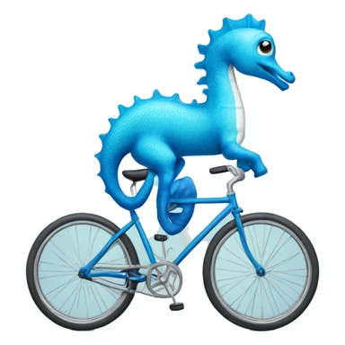 Blue seahorse riding a bicycle  sticker