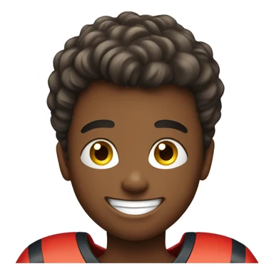 smiling boy with football on football field  sticker