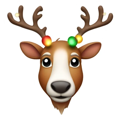 rudolf red nose reindeer with christmas lights on antlers sticker