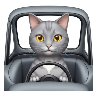 Gray cat driving a car sticker
