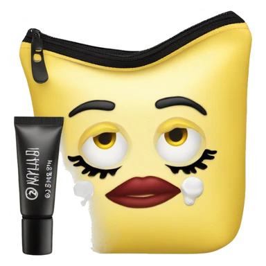 Yellow make up bag with lip gloss and mascara sticker