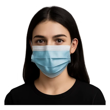 girl with dark hair wearing a covid mask, variation 1 sticker