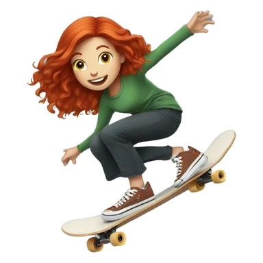 Redhead girl skateboarding  sticker