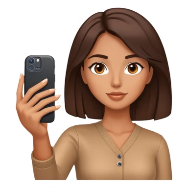Brunette influencer woman taking selfie sticker