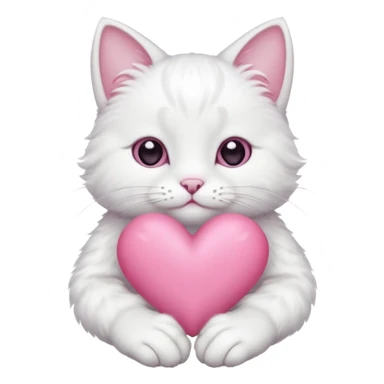 white cat hands holding a pink heart sticker