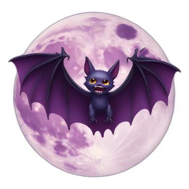 realistic full moon dripping purple behind with vampire bat wings flying in front sticker