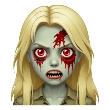 girl zombie with blonde long hair with teeth and serious face sticker