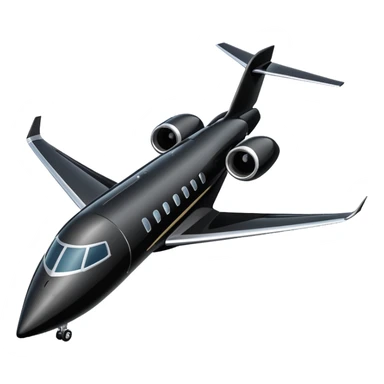 Black private jet with no landing gear exposed sticker