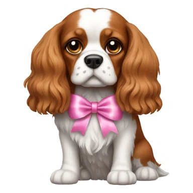 King Charles dog with pink ribbons sticker