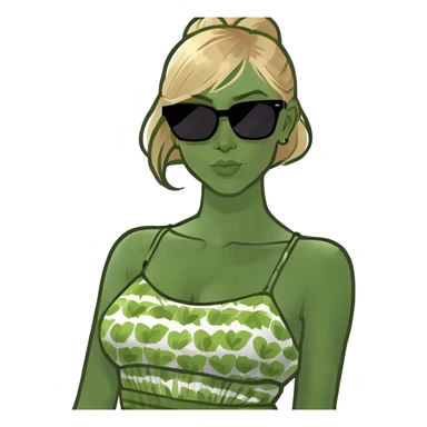 blonde hair green eyes tan girl sticker