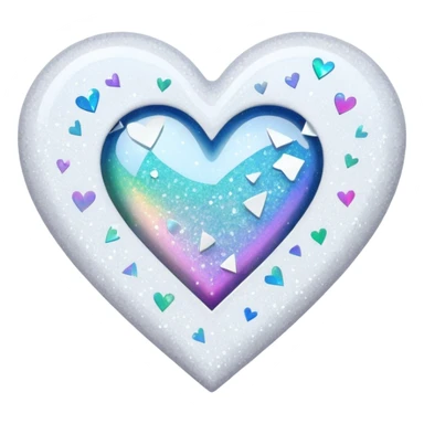 coração partido glitter branco sticker