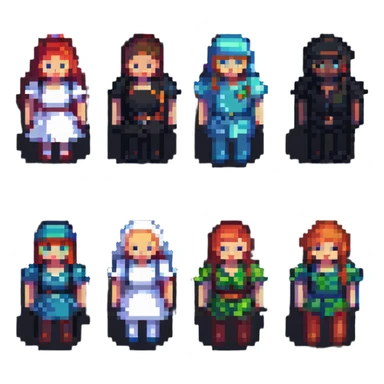 pixel art style group logo with small group of people sticker