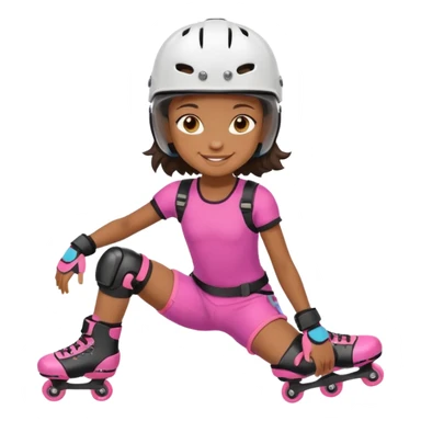 Roller blader black girl child sticker