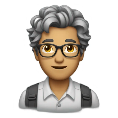 a man with glasses, well-coiffed, with dark grey, almost black hair, looking conquering sticker