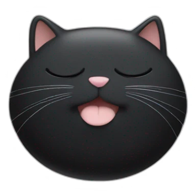 Fat black cat with chubby cheeks and white smiling closed eyes sticker