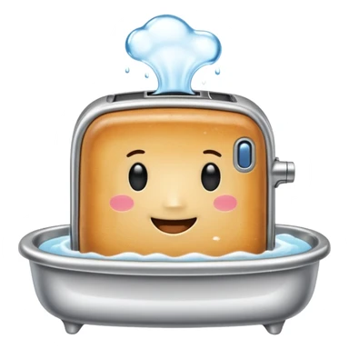 Happy toaster taking a bath sticker