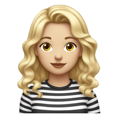 Blond girl with bangs/middlepart bangs and wavy hair, in her 20s striped shirt sipping tea sticker