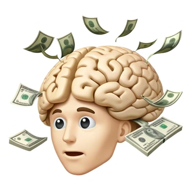 flying brain with money on it sticker