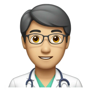 asian doctor with big eyes sticker