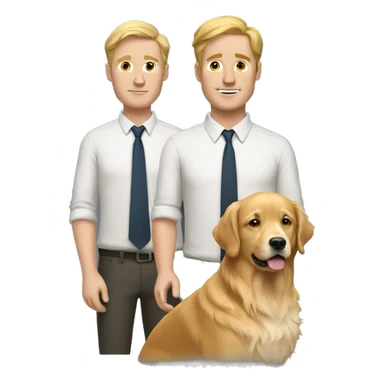 Two white man with golden retriever  sticker