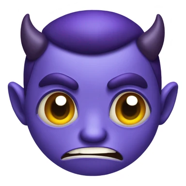 anxious purple imp devil face simple sticker