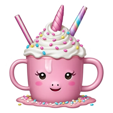 Make a pink unicorn hot cocoa sticker