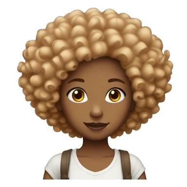 girl with ginger afro-curls , dark brown eyes. and  sticker