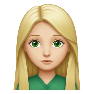 dziewczyna z długimi prostymi blond włosami i zielonymi oczami sticker