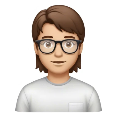 with brown hair mullet and glasses sticker