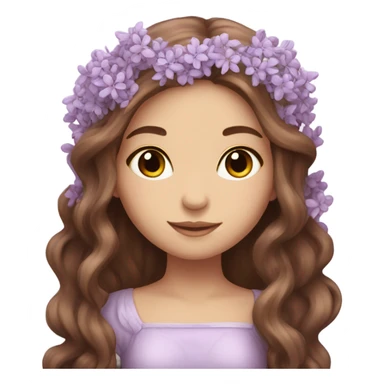 Beautiful lilac fairy long brown hair flowers sticker