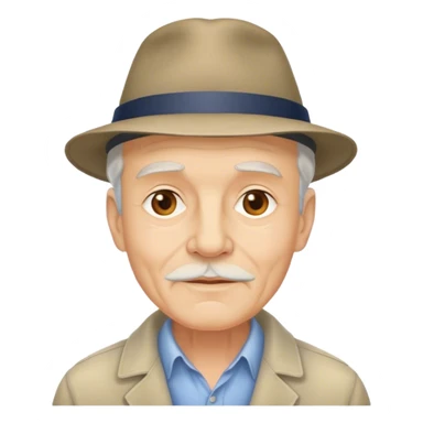 Older French man with nice taste, wearing a hat sticker