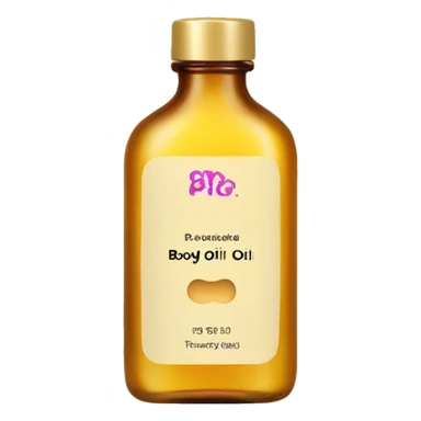 bottle of body oil with label sticker