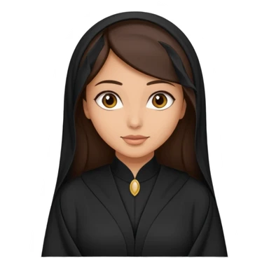 create an emoji of a girl wearing a shayla (شيله) and abaya, brunette girl (her hair shows ofc it is not a hijab) like more of a khaleeji shayla sticker