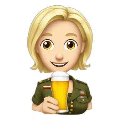 Marine lepen avec une bière sticker