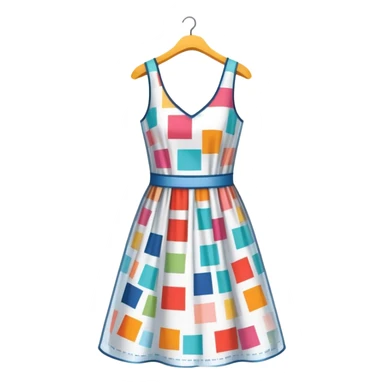 Icon for Fashion Design: a colorful and stylish dress pattern with measurements, a ruler, and a pencil. The icon should represent the creative process of clothing design and pattern drafting. Transparent background. sticker