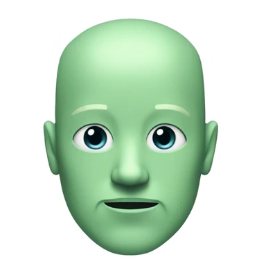 Pastel green bald male cyborg head with goatee sticker
