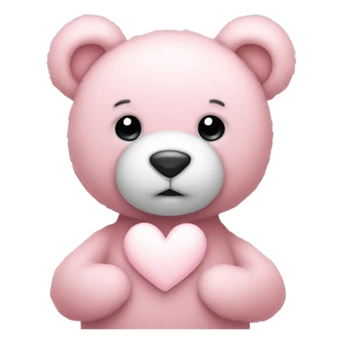 Light pink teddy bear with white heart sticker