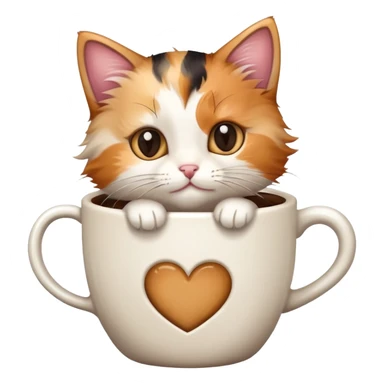 kitten sitting inside a coffee cup sticker