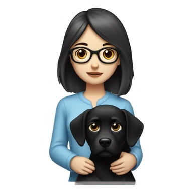 bob haired Brunette with glasses and blue eyes Girl with black shitshu dog. Girl has blue eyes sticker