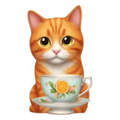 Orange cat at tea party sticker